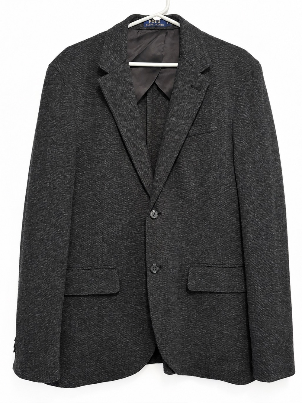 Polo Ralph Lauren Men’s Charcoal Grey Herringbone Wool Blend Sport Coat Blazer L